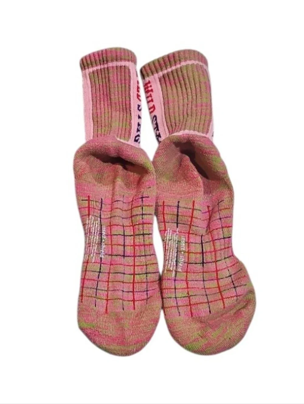 Wild Stag Insect Shield Hiking Socks 2 Pair Pink Green Bug Repellent Outdoor